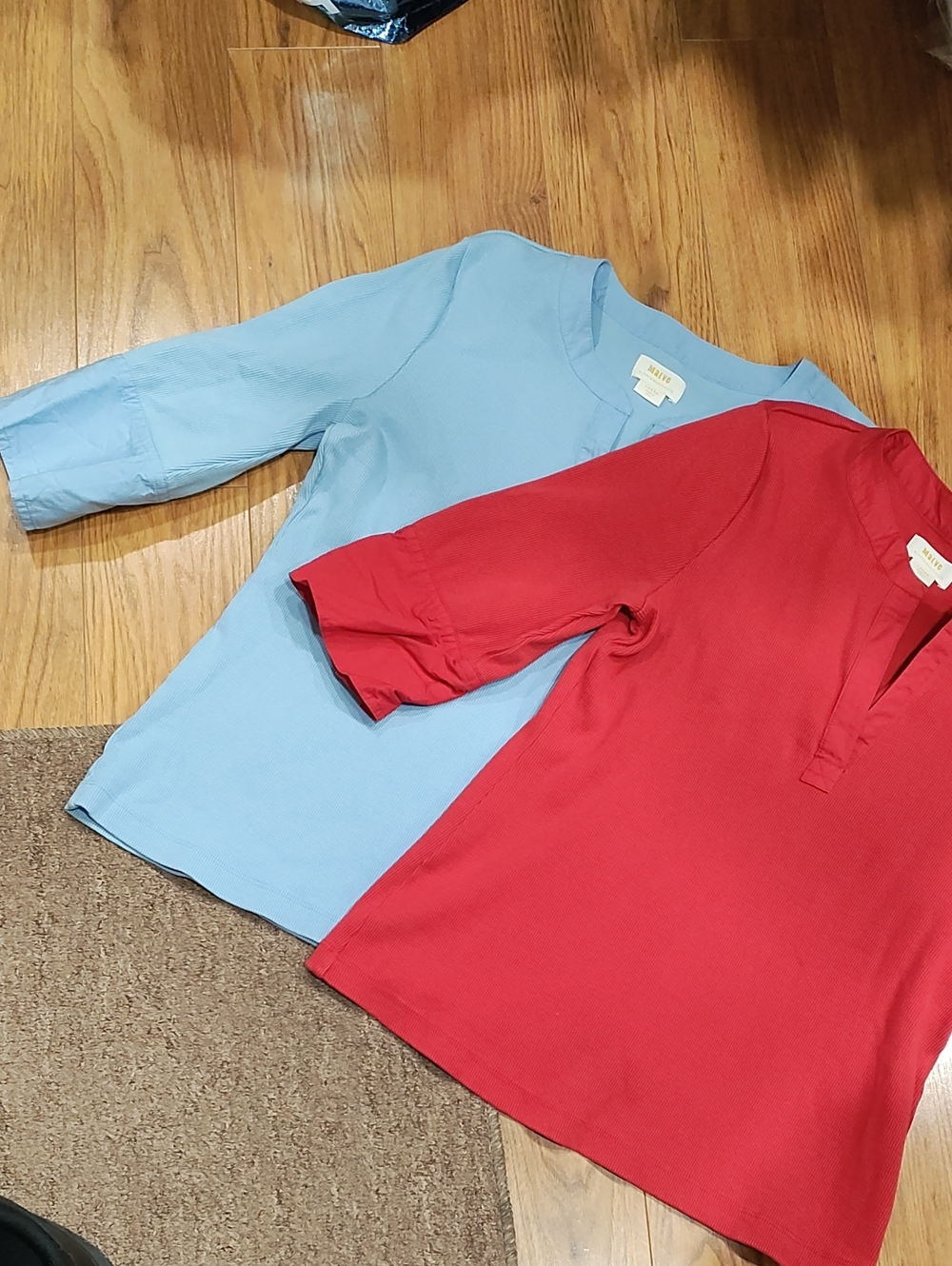 Maeve Red and Light Blue Tops -2 items